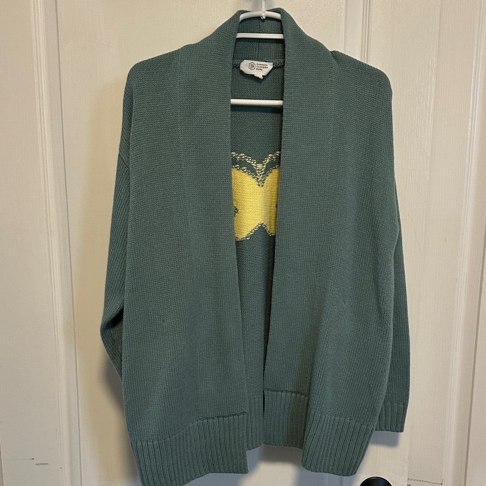 Candace Cameron Bure Teal and Yellow Women's Cardigan
